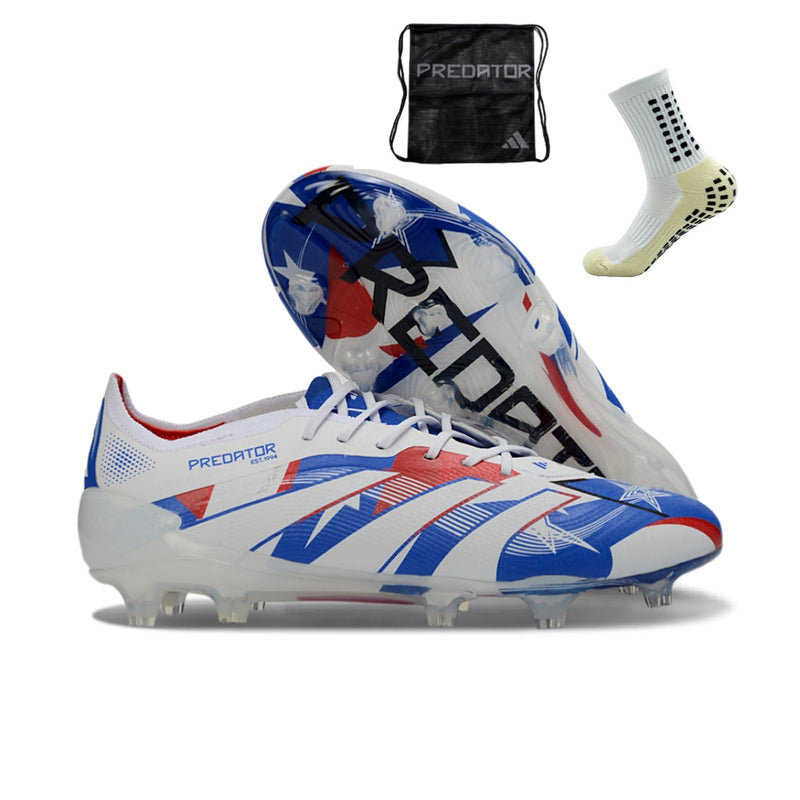 Adidas Predator 25 Elite FG - Branco Azul