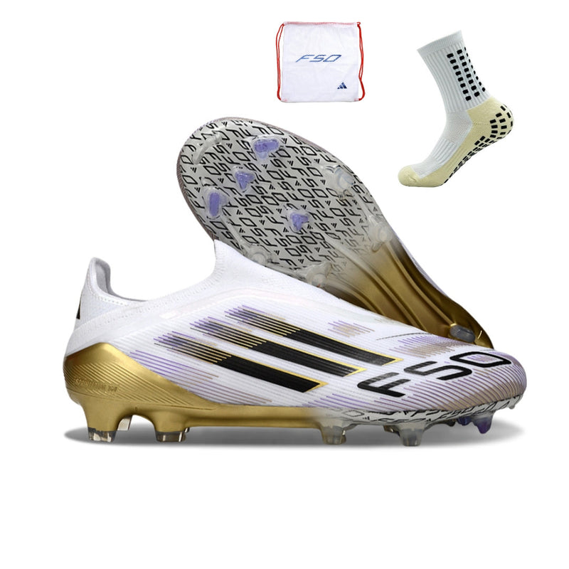 Adidas F50 Elite Laceless FG - Branco Dourado