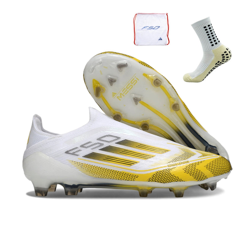 Adidas F50 Elite Laceless FG - Branco Dourado